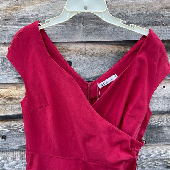 NWT MUXXN Boutique size 2X ( runs small) retro Ponte’ knit faux wrap dress. - Picture 4 of 7